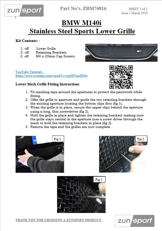 BMW M140i - Front Grille Set