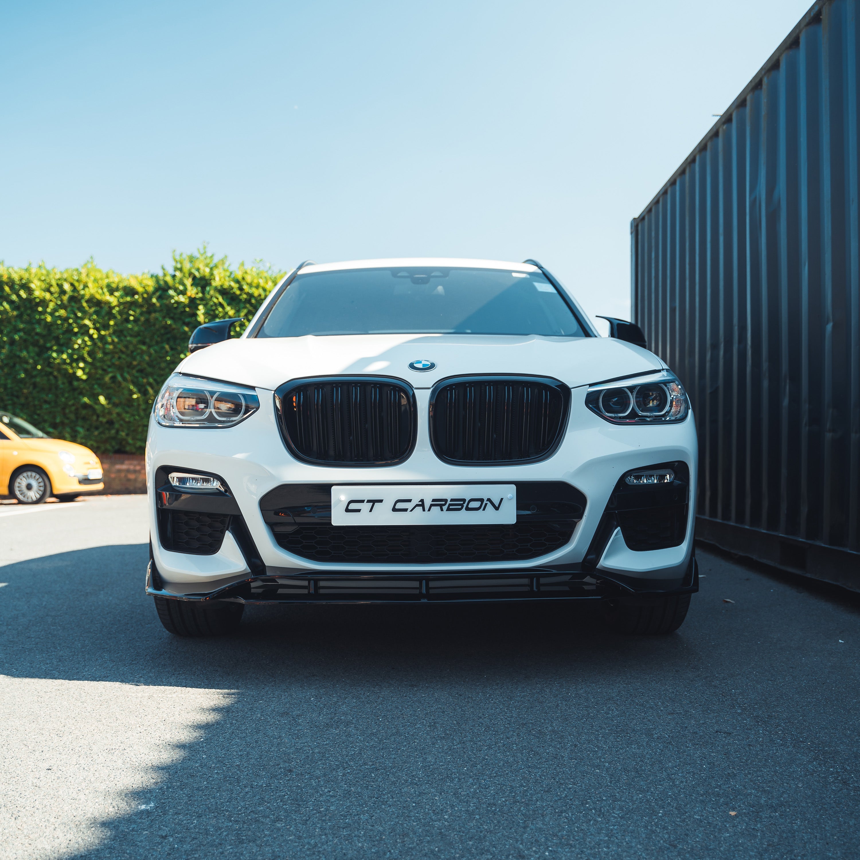 BMW G01 X3 2017-2021 CT Carbon black double slat grille, close-up view showing sleek design and gloss finish.