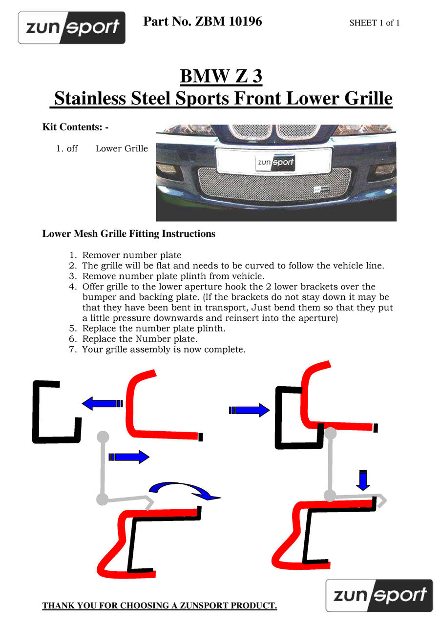 BMW Z3 2.2 and 2.9 Models Front Grille Set