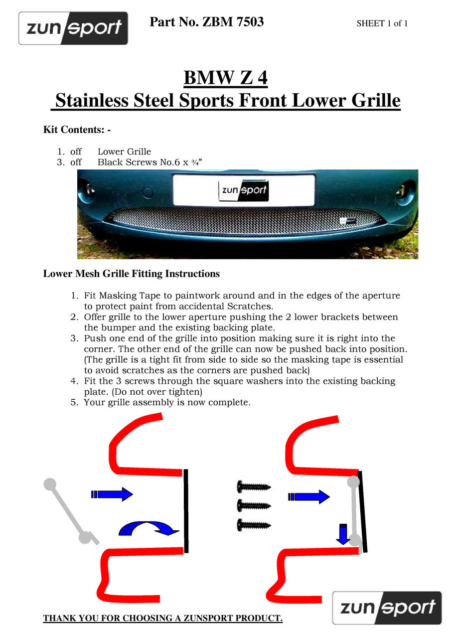 BMW Z4 E85 / E86 Front Grille Set