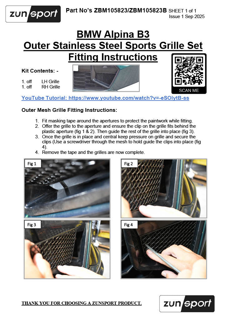 BMW Alpina B3 Biturbo - Front Grille Set - Nineteen72 Performance