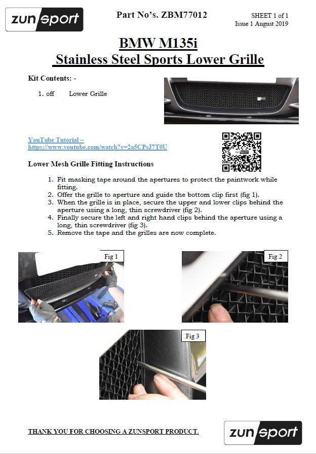 BMW M135i - Front Grille Set