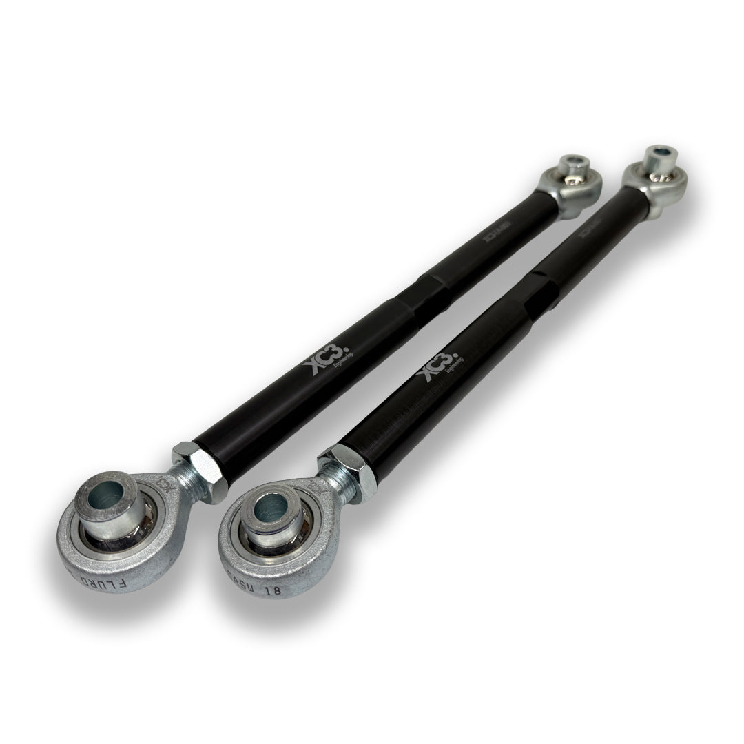 BMW M2 G87, M3 G80 G81, M4 G82 G83 adjustable rear toe arms from XC3 Engineering, showcasing suspension components on a G8X platform.