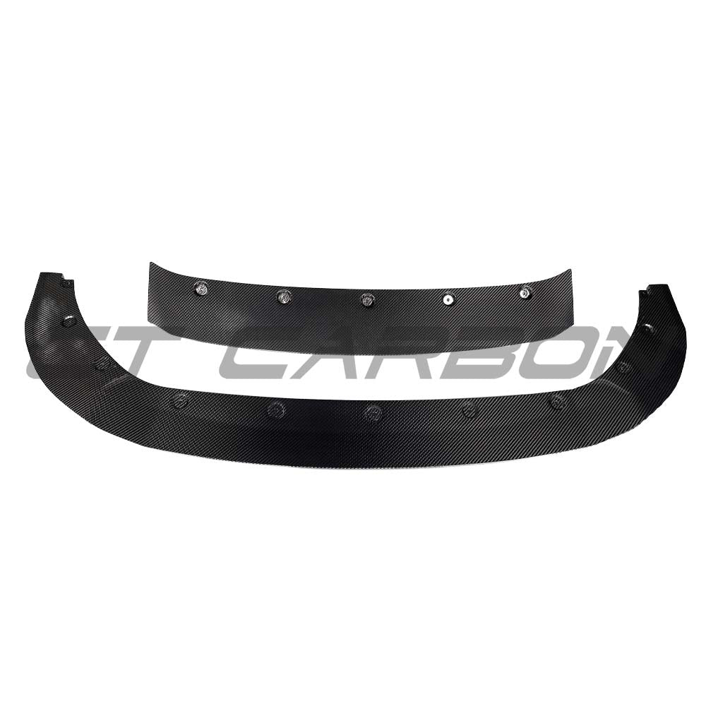 Carbon fibre splitter for VW Golf MK8.5 R 2024+ by CT Carbon, showing the sleek aerodynamic design and textured surface.