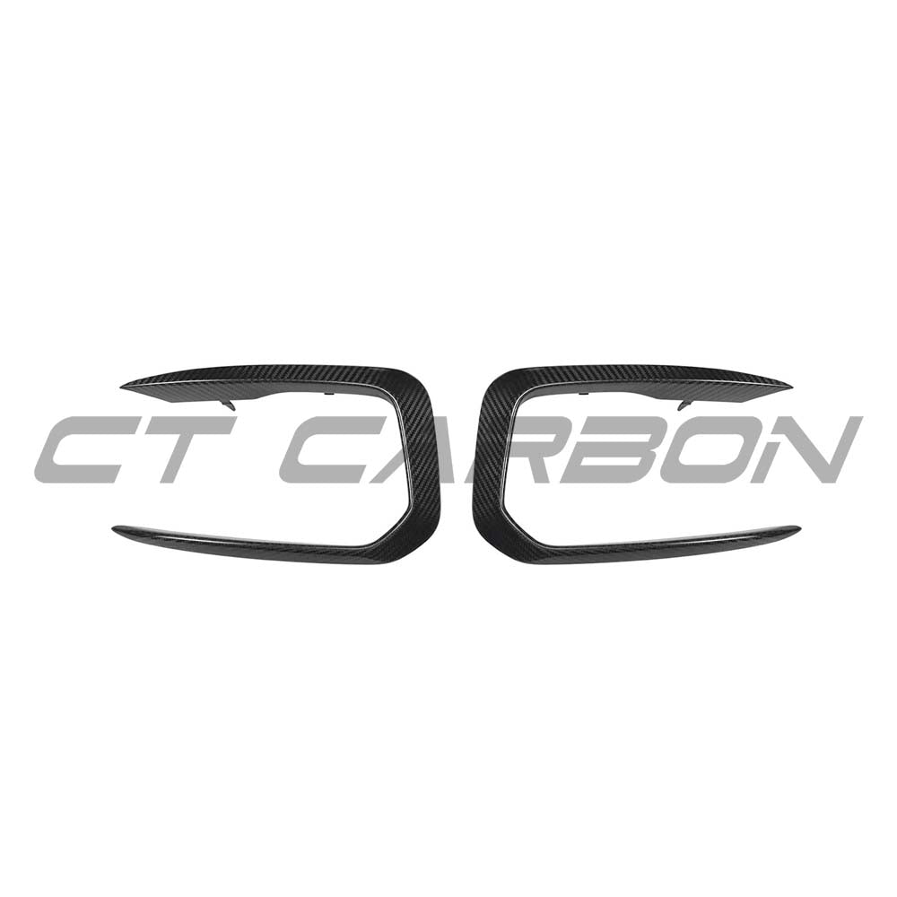 BMW F20 F21 1 Series LCI 2015-2019 carbon fiber front bumper vent replacements by CT Carbon, close-up of vent details.