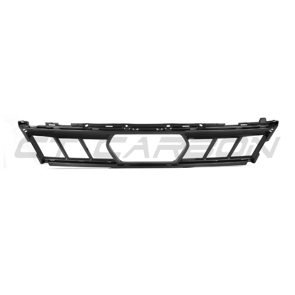 BMW G05 X5 LCI 2023+ carbon fibre front middle bumper trim by CT Carbon, showing the sleek, textured finish on the trim piece.