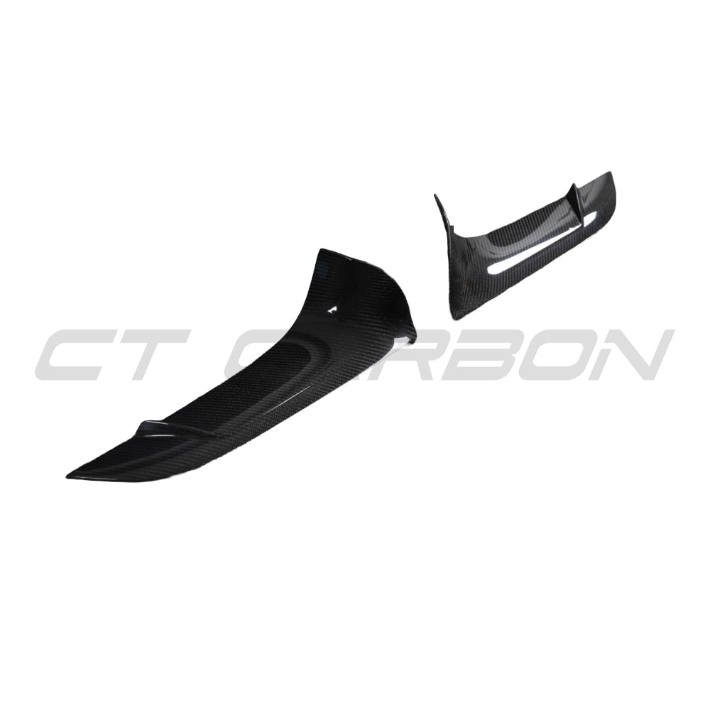 Toyota Supra 2019+ A90 carbon fibre front bumper vent trim by CT Carbon, showcasing sleek, textured design on the vehicle.