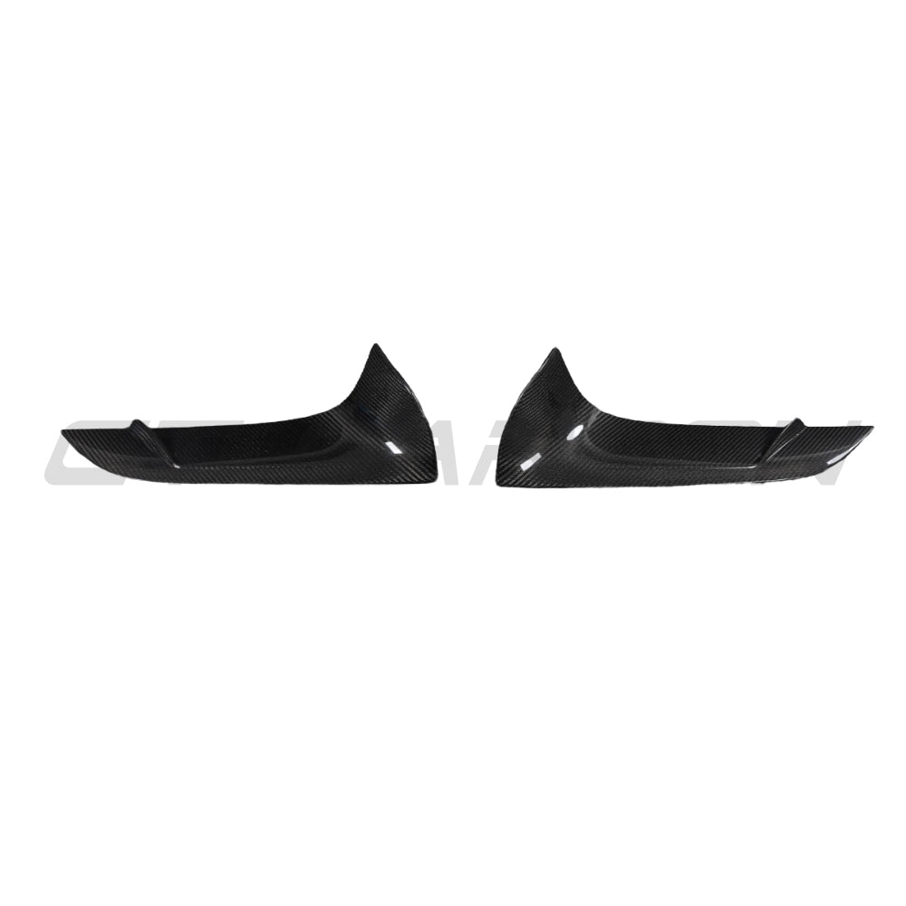 Carbon fiber front bumper vent trim for Toyota Supra 2019+ A90 by CT Carbon, shown on the vehicle's front bumper.