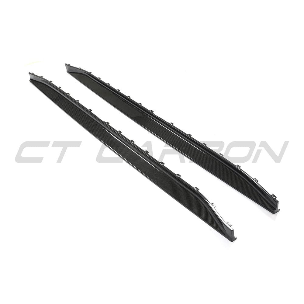 BMW G80 M3 full carbon fibre kit by CT Carbon, showing close-up of lightweight, glossy carbon fibre panels and detailed craftsmanship.