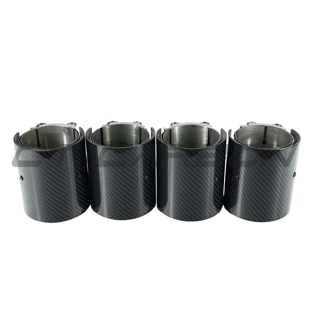 Set of four CT Carbon chrome straight cut exhaust tips for BMW M2, M3, M4 G87/G80/G81/G82/G83 carbon exhaust upgrade