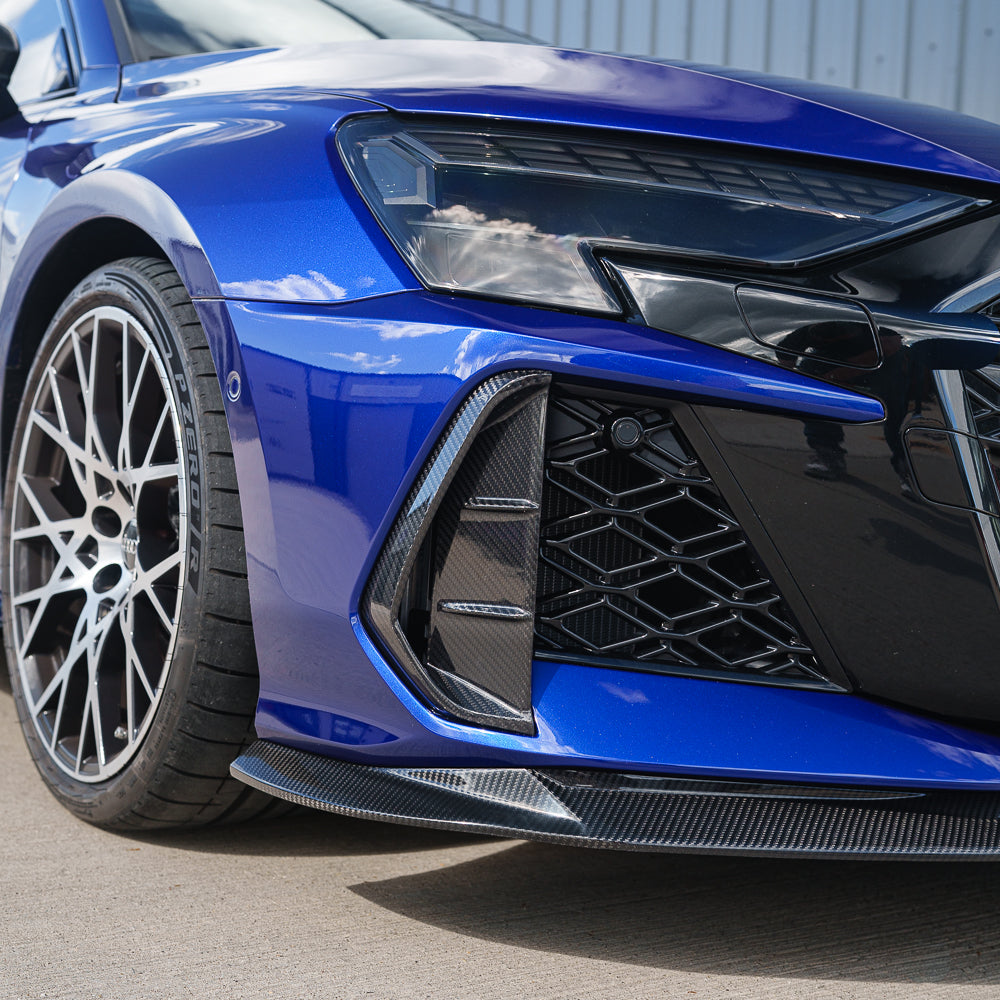 Carbon fibre front bumper vents for Audi RS3 8Y 2025+ by CT Carbon, showcasing sleek, high-performance automotive accessories.