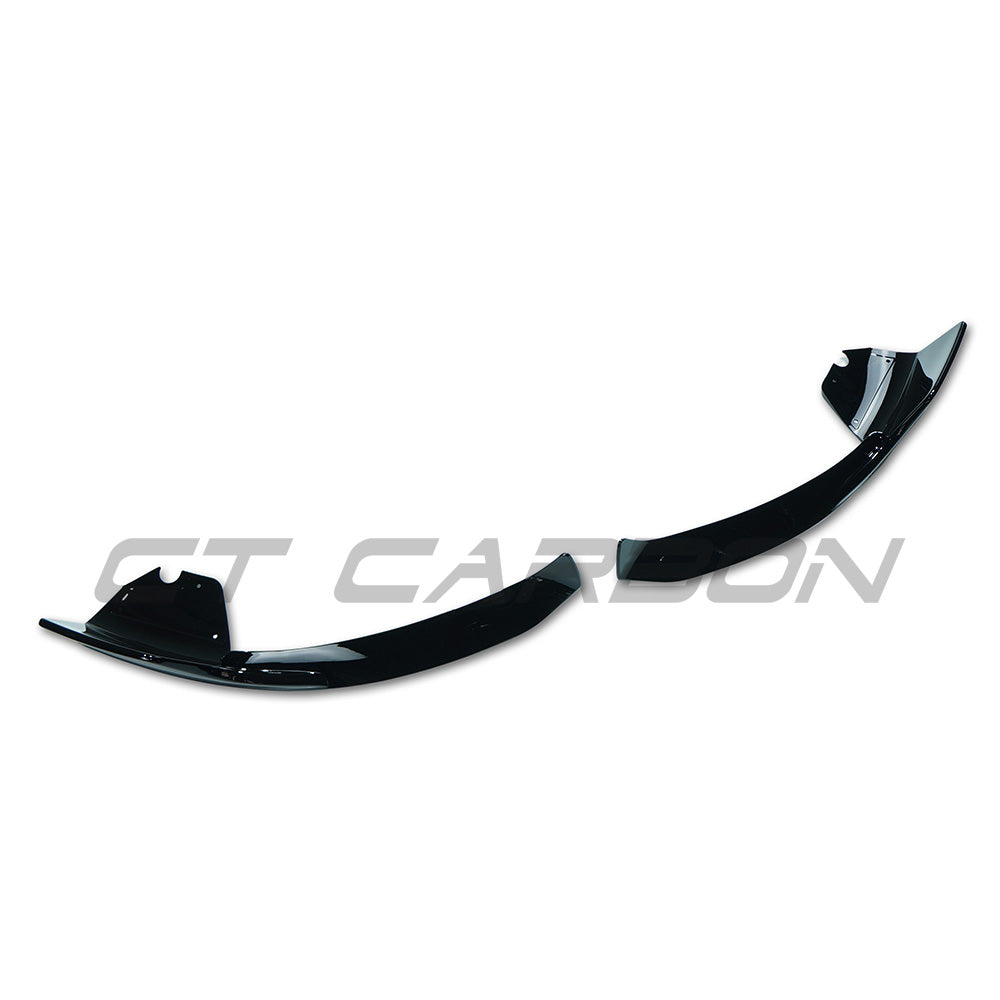 CT Carbon gloss black front splitter for Mercedes-Benz W177 A-Class 2019-2023, showcasing the sleek aerodynamic design.