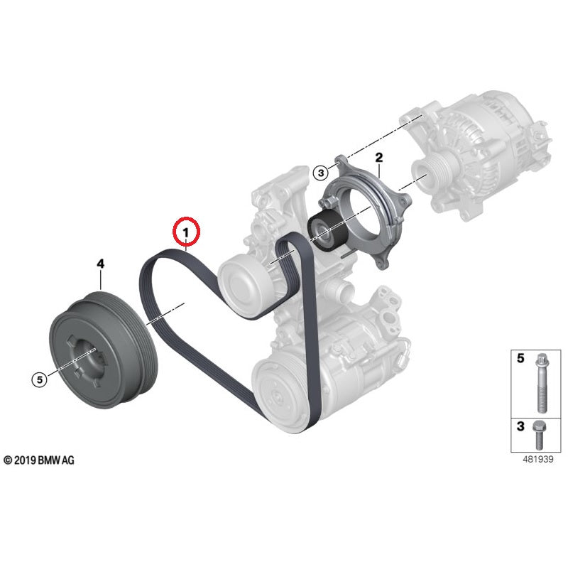 Genuine BMW B38 B46 B48 Fan Belt - 11285B32CE4 - Nineteen72 Performance