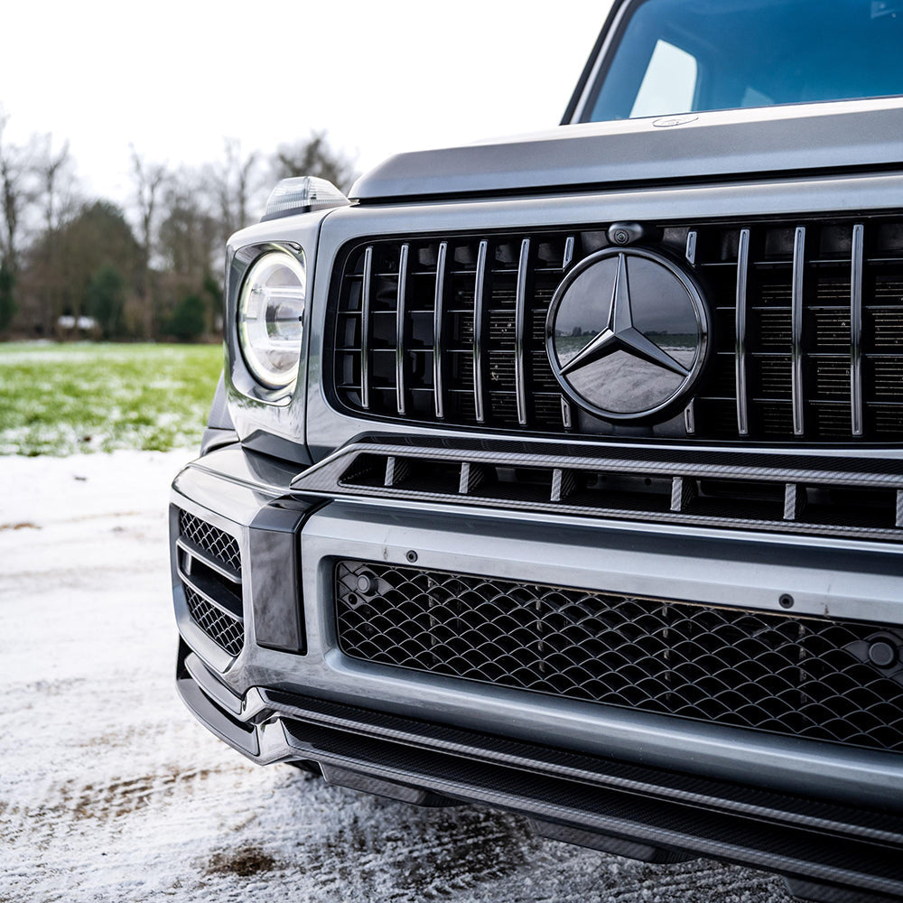 Mercedes-Benz G63 W463 2018-2024 carbon fiber wide arch kit by CT Carbon, showing close-up of the kit's sleek carbon fiber finish.