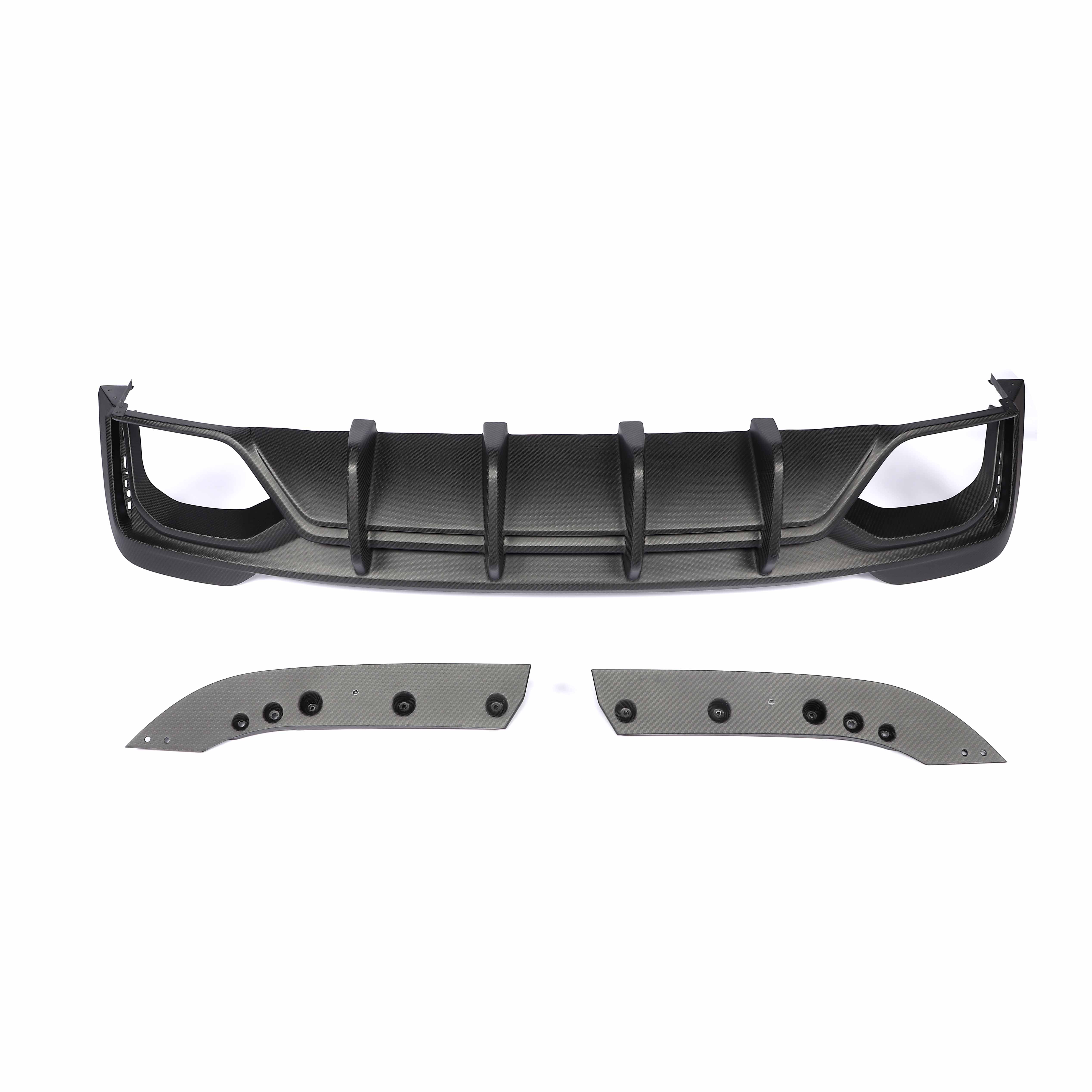 Audi RS6 C8 full matte carbon fibre kit by CT Carbon, featuring sleek, textured carbon fibre components on a luxury car.