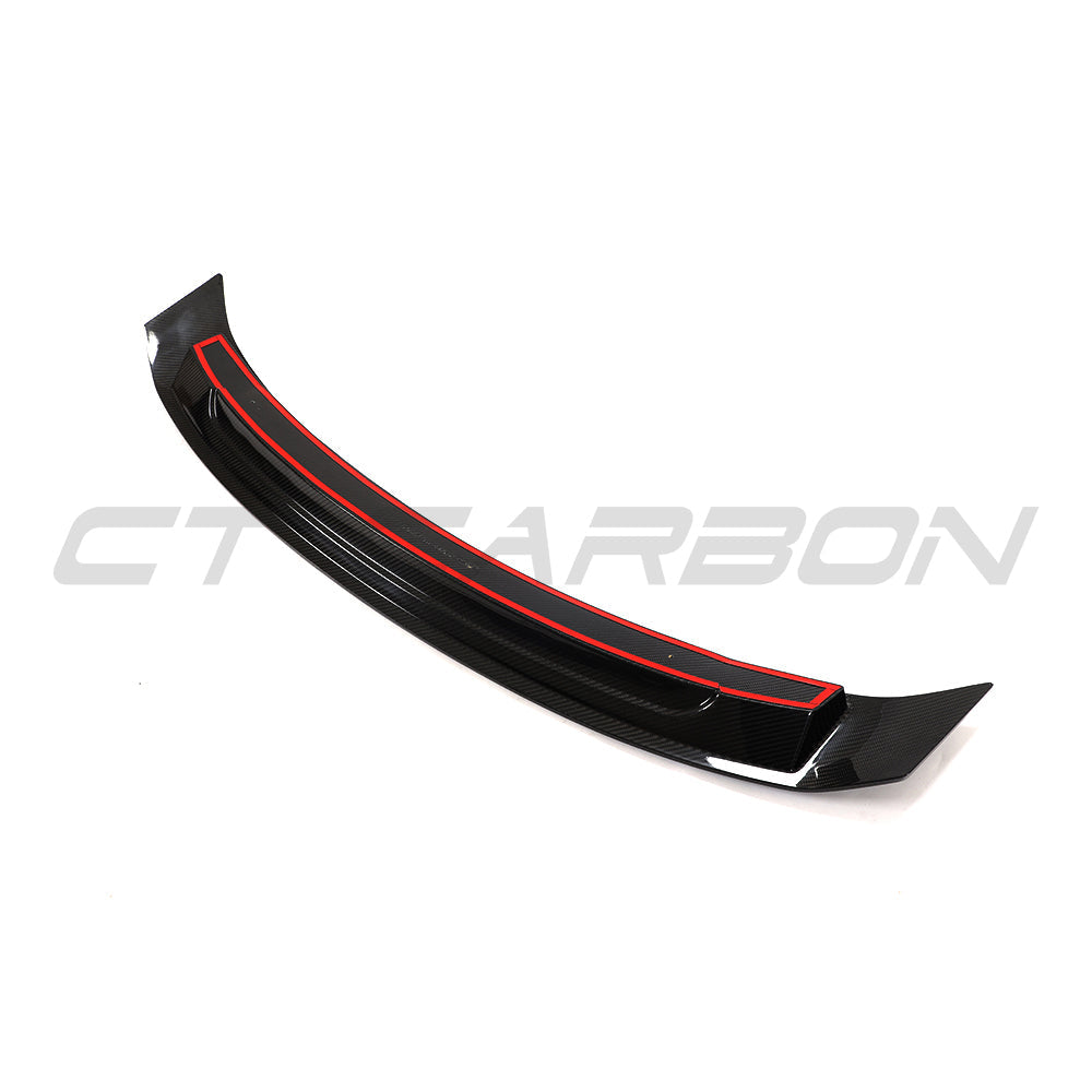 CT Carbon spoiler for Porsche 911 991.2 GTS, Carrera, Targa 2017-2019, made of carbon fiber, shown on the car.