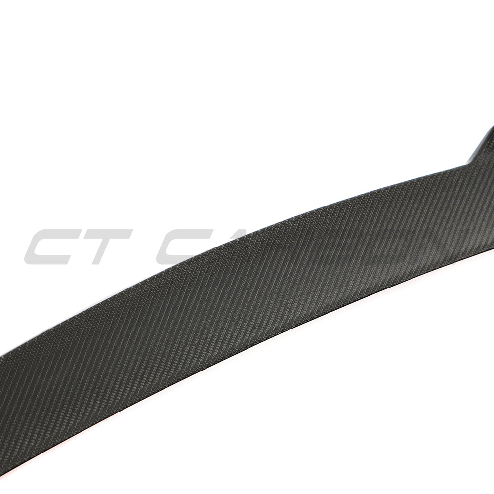 BMW G87 M2 and G42 2 Series 2022+ CT Carbon V3 carbon fibre spoiler installed on the car, showcasing sleek aerodynamic design.