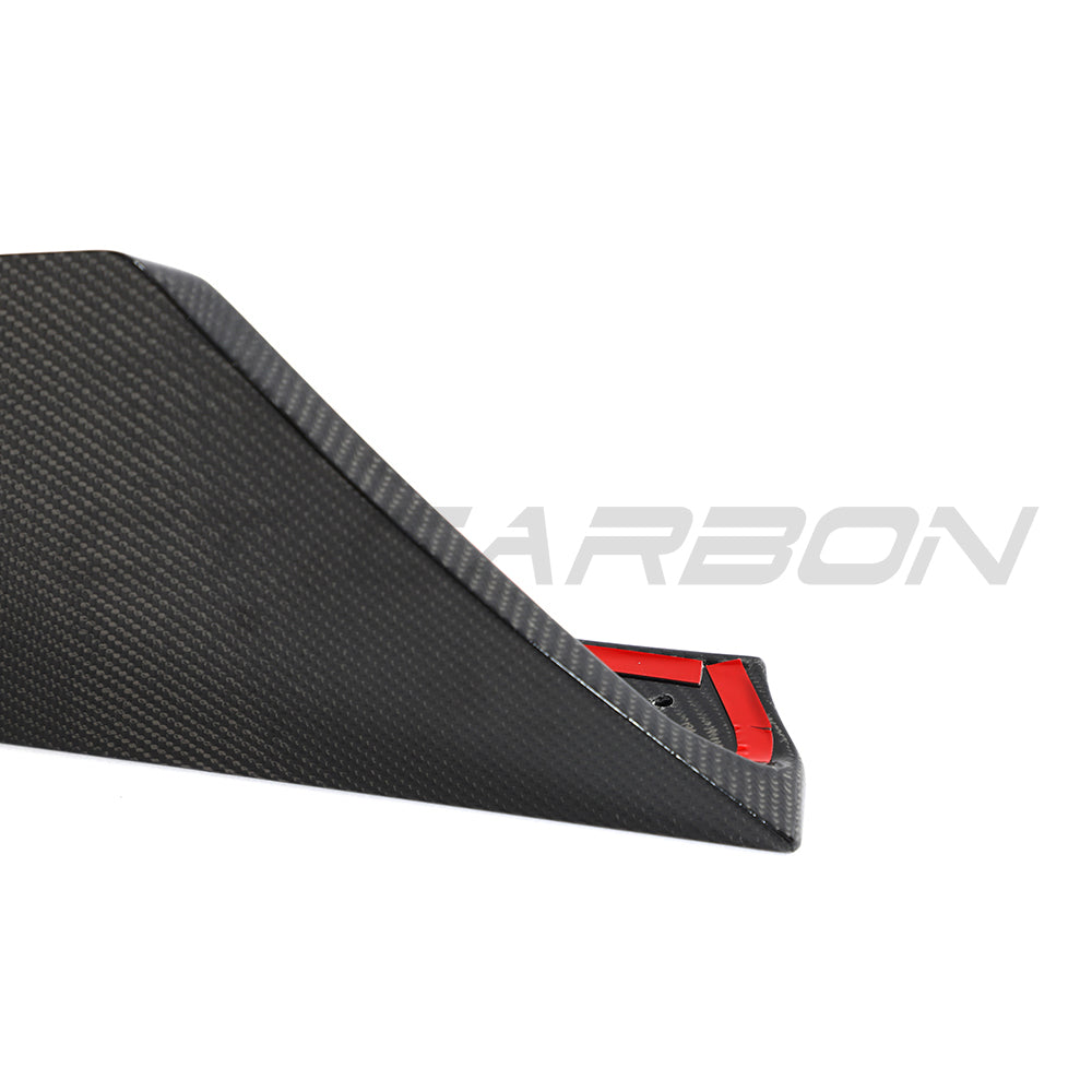 Toyota Supra 2019+ A90 carbon fibre rear bumper corners accessories by CT Carbon, close-up view showing sleek, lightweight design