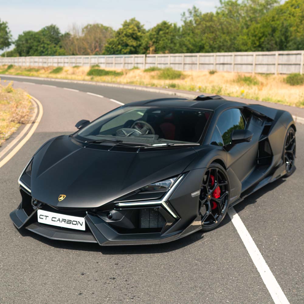 Lamborghini Revuelto full carbon fibre kit by CT Carbon, showcasing lightweight, high-performance carbon fibre components.