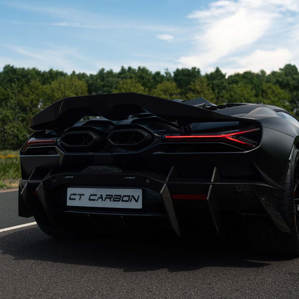 Lamborghini Revuelt full carbon fiber kit by CT Carbon, showing detailed carbon fiber components and sleek design.