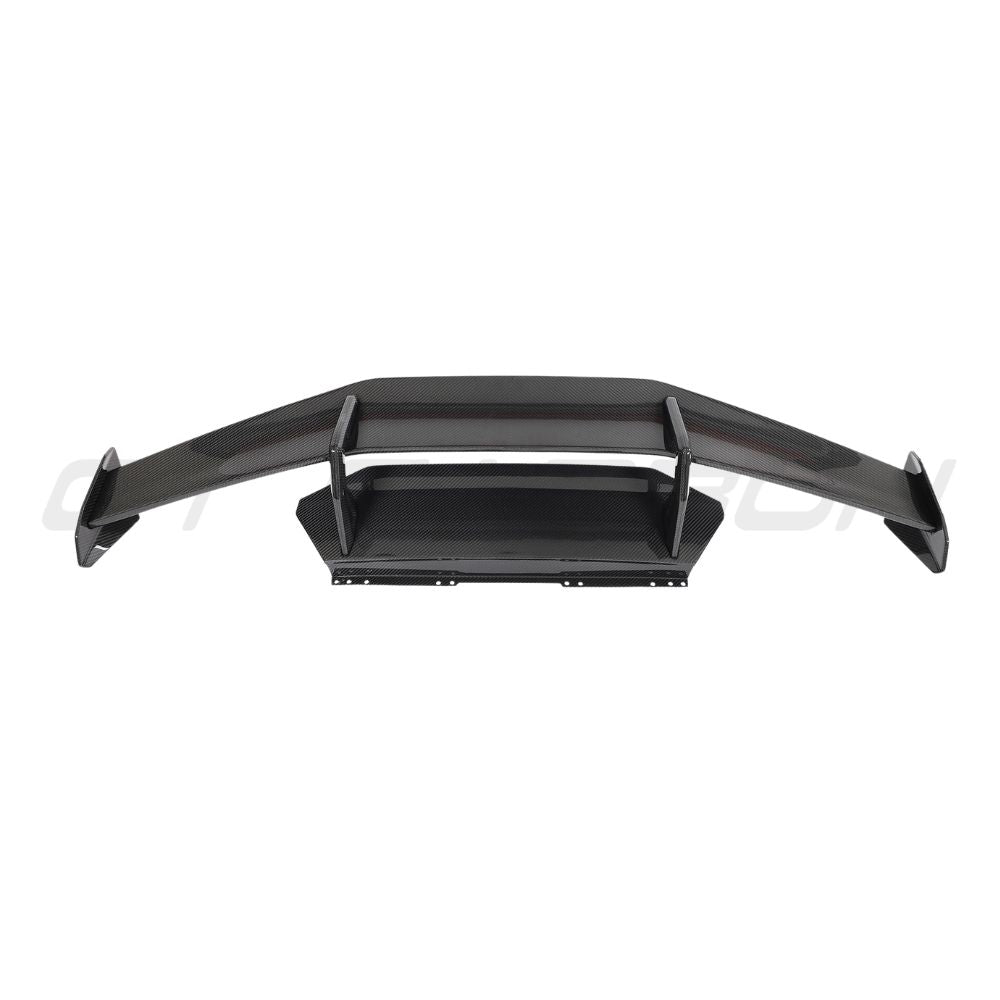 Carbon fiber spoiler for Lamborghini Huracan LP-580, LP-610, and Evo by CT Design, featuring sleek aerodynamic design.