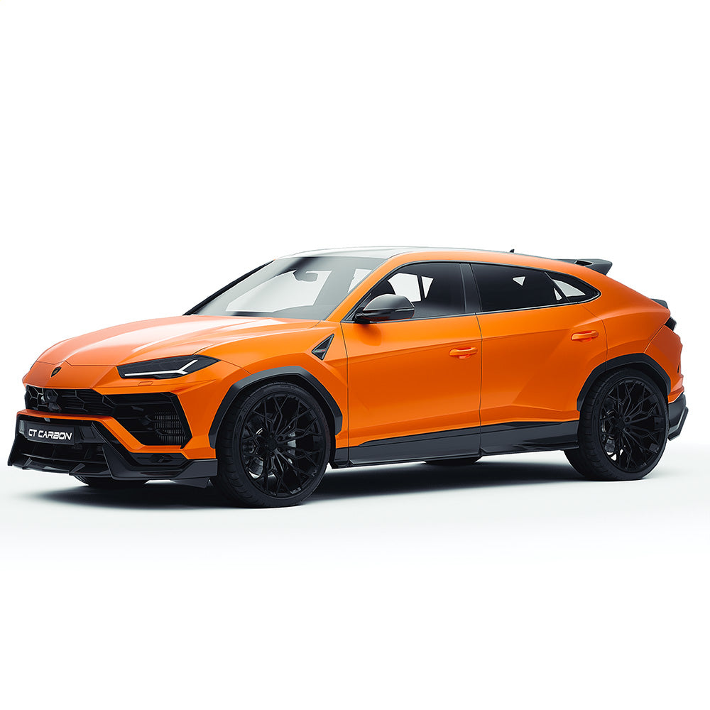Lamborghini Urus full carbon fiber kit by CT Design V2, showcasing lightweight carbon fiber components on the vehicle.