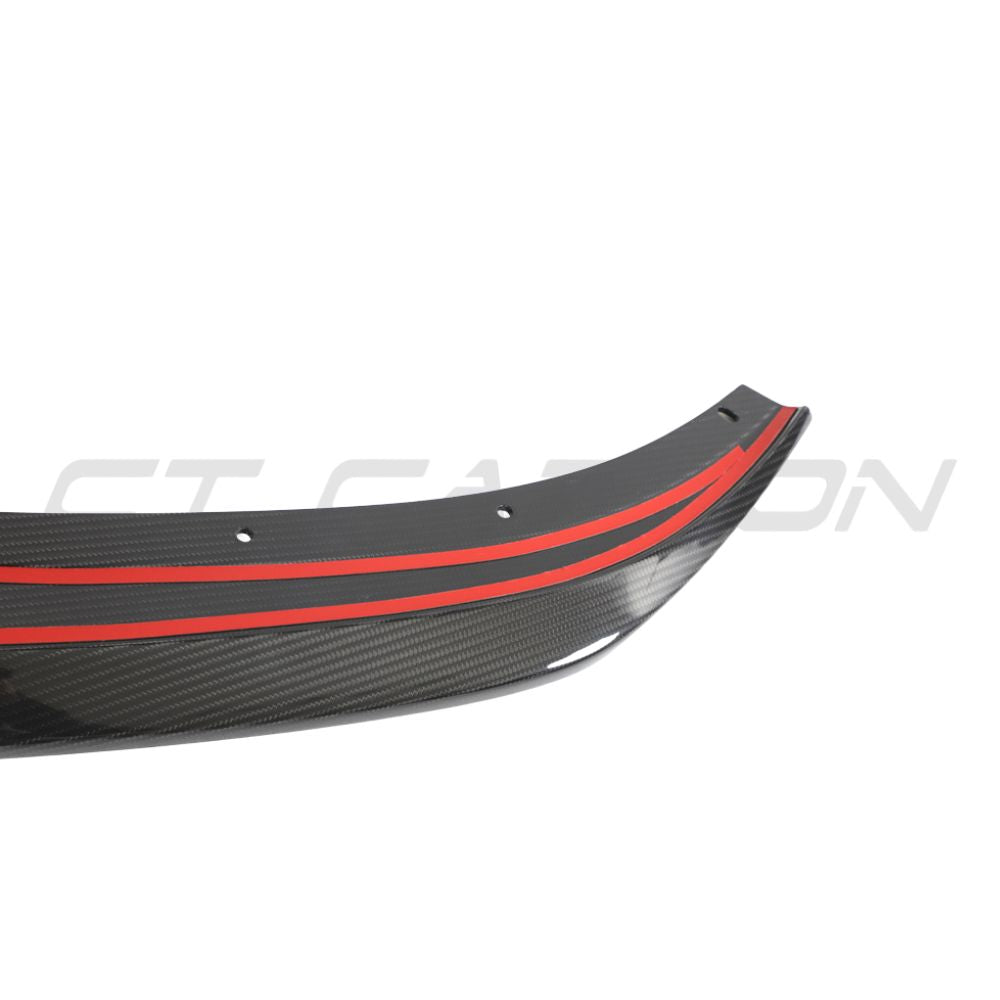 Front splitter kit in full carbon fiber for Lotus Emira by CT Design, showcasing sleek, lightweight racing-inspired design.