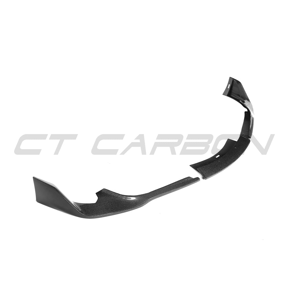 Toyota Supra 2019+ A90 carbon fiber splitter by CT Carbon, showcasing the sleek, aerodynamic design of the V3 splitter.