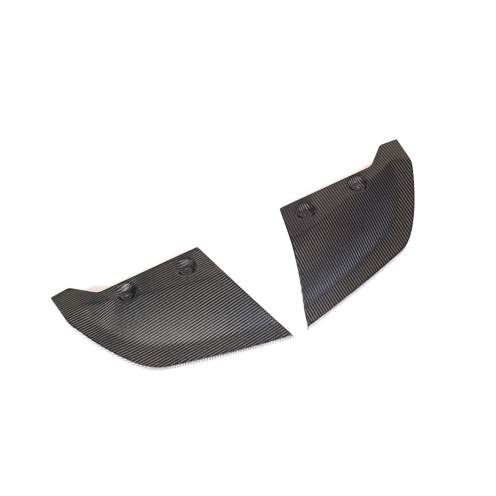 CT Carbon carbon fiber rear bumper lower corners for Audi R8 V10 Gen 2 2015-2019 accessories, close-up of sleek black finish.