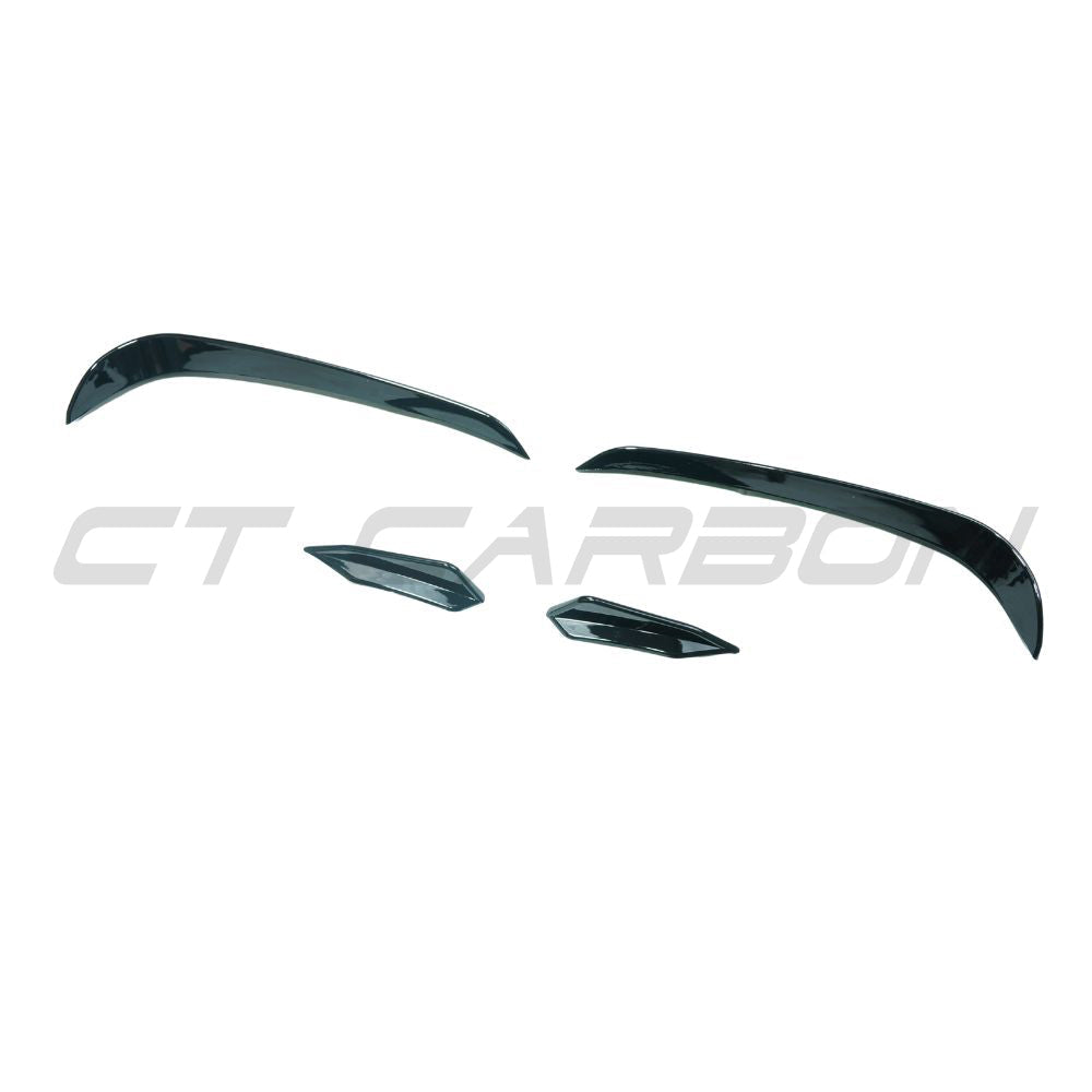 Gloss black canards for Volkswagen Golf R MK7 2013-2017, car accessories by CT Carbon, shown on a dark-colored hatchback.