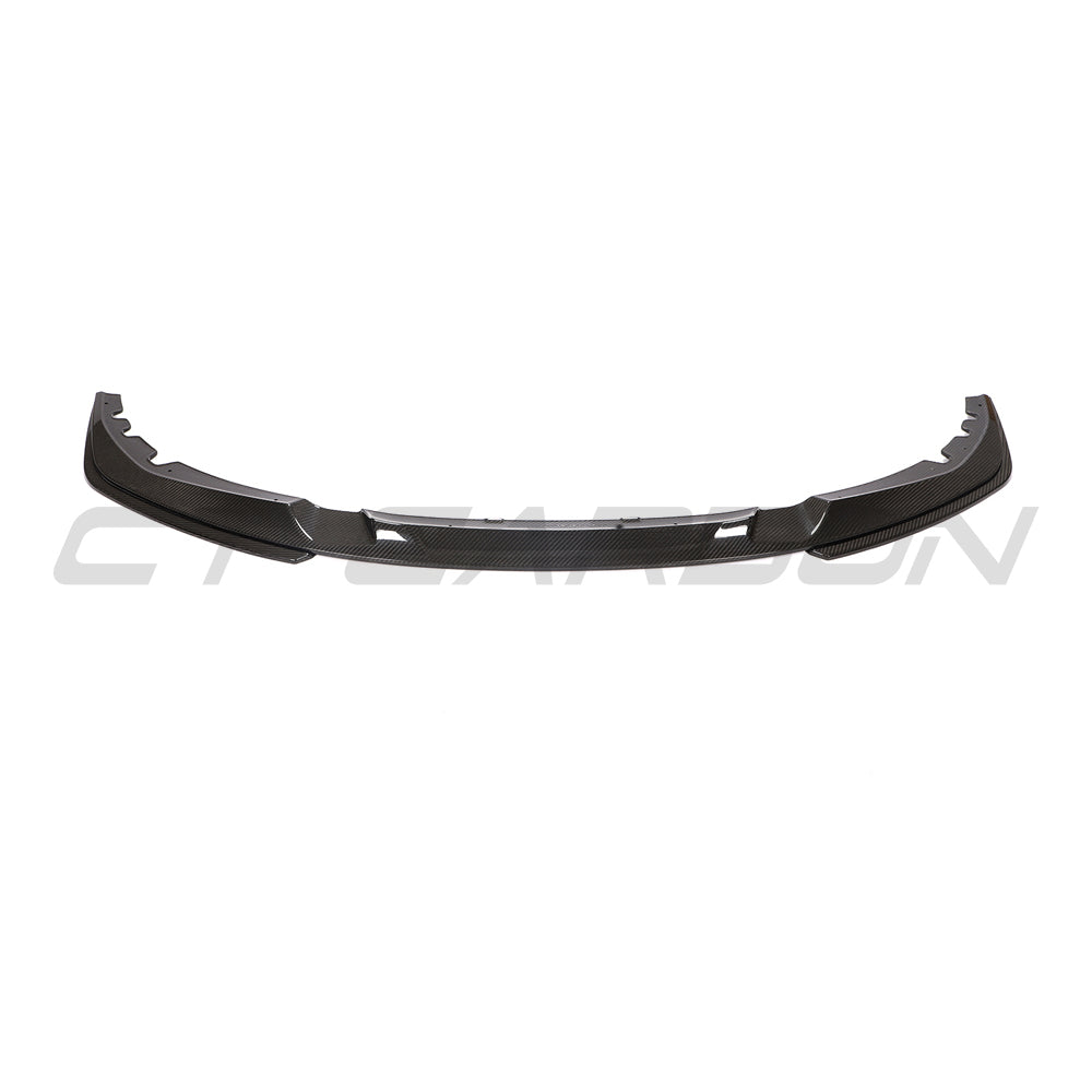 BMW 4 Series G22 G23 carbon fibre splitter V2 by CT Carbon, showing the sleek aerodynamic front splitter design on the car.