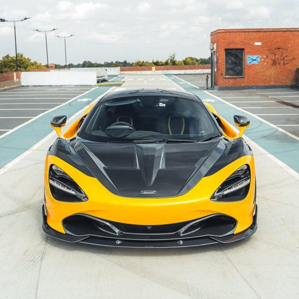 MCLAREN 720S carbon fibre bonnet with CT Design branding, showcasing sleek, lightweight racing-inspired hood design.