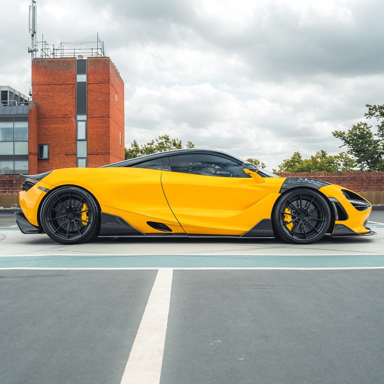 Full view of the CT Carbon McLaren 720S full carbon fiber car kit on a sleek sports car.