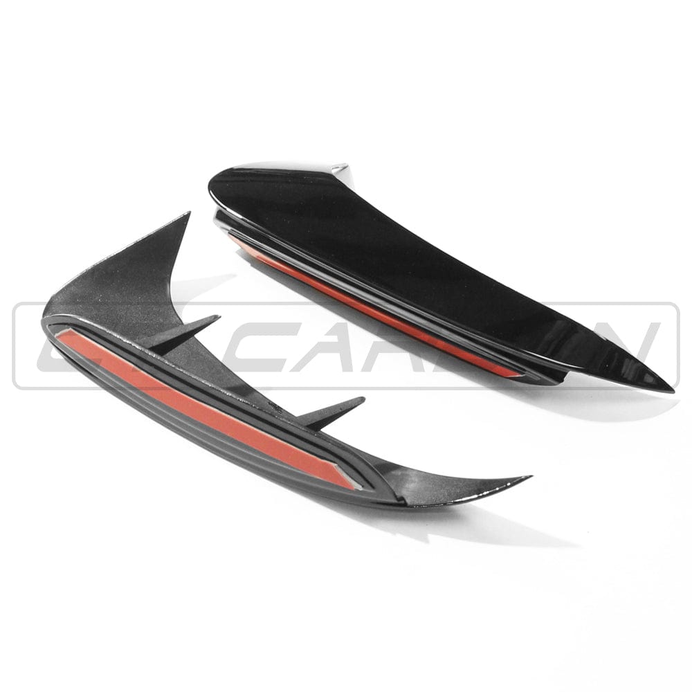 Mercedes A-Class A35 V177 gloss black rear bumper corners accessories by CT Carbon, showing close-up details of the glossy black finish.