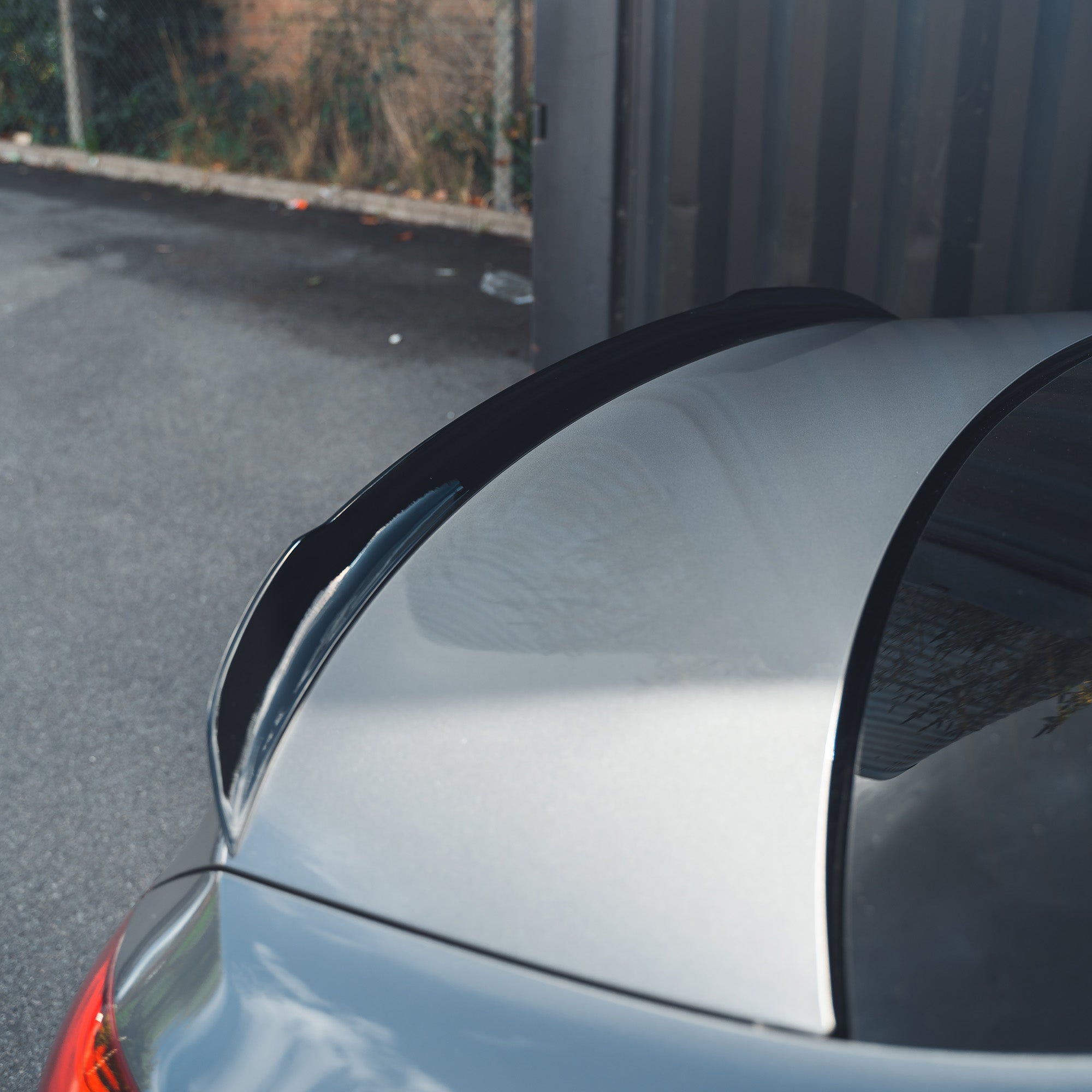 Mercedes A-Class V177 2018+ CT Carbon gloss black spoiler on the saloon car, showcasing sleek aerodynamic design.