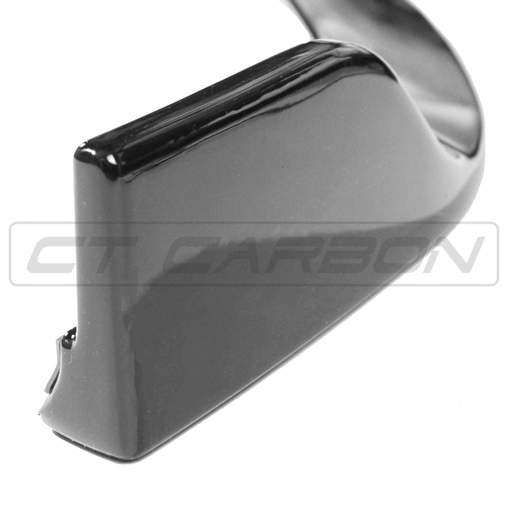 Mercedes C-Class W205 2019+ CT Carbon gloss black splitter, front automotive accessory with sleek aerodynamic design.