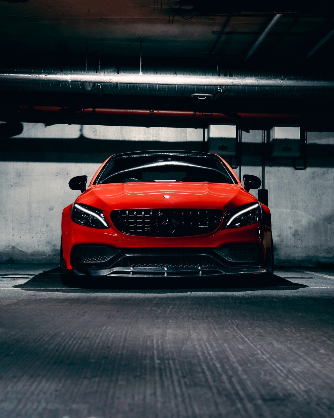 Mercedes C63 W205 2018-2022 convertible full carbon fiber kit by CT Carbon, showcasing sleek carbon fiber components.