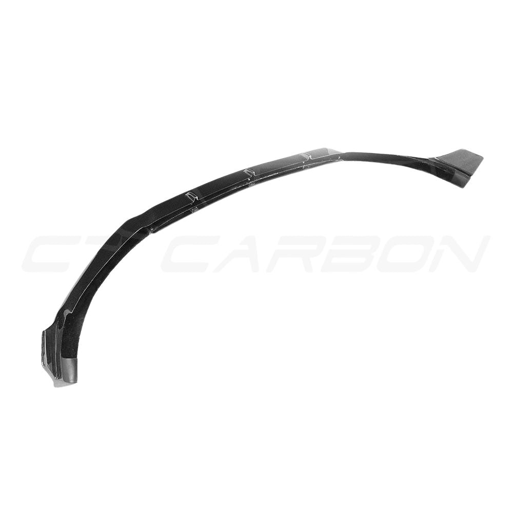 Mercedes C63 W205 coupe carbon fiber splitter by CT Carbon, showcasing the sleek V2 design on the front bumper.