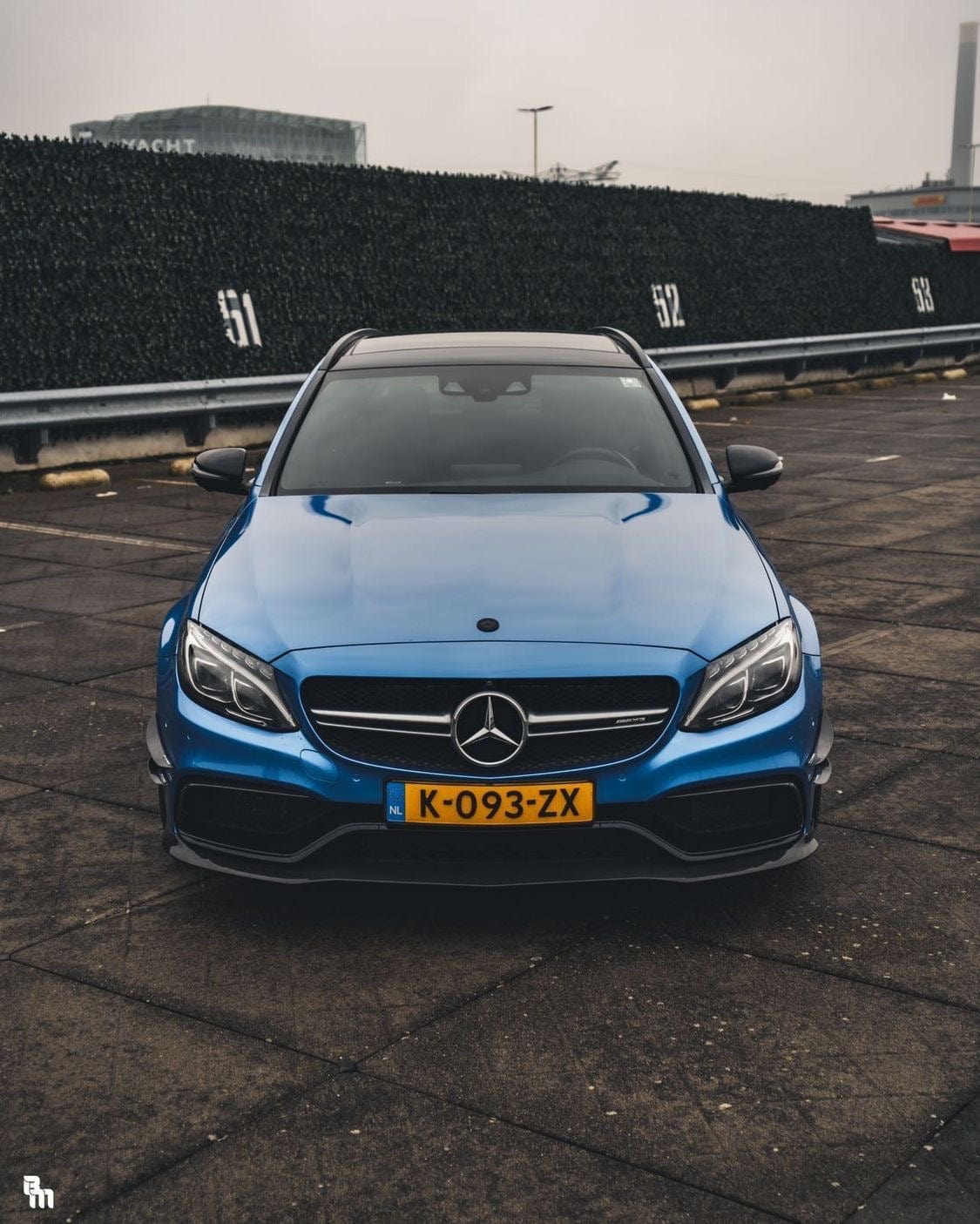 Mercedes C63 W205 saloon full carbon fiber kit by CT Carbon, featuring PS Style design on the car's exterior components.