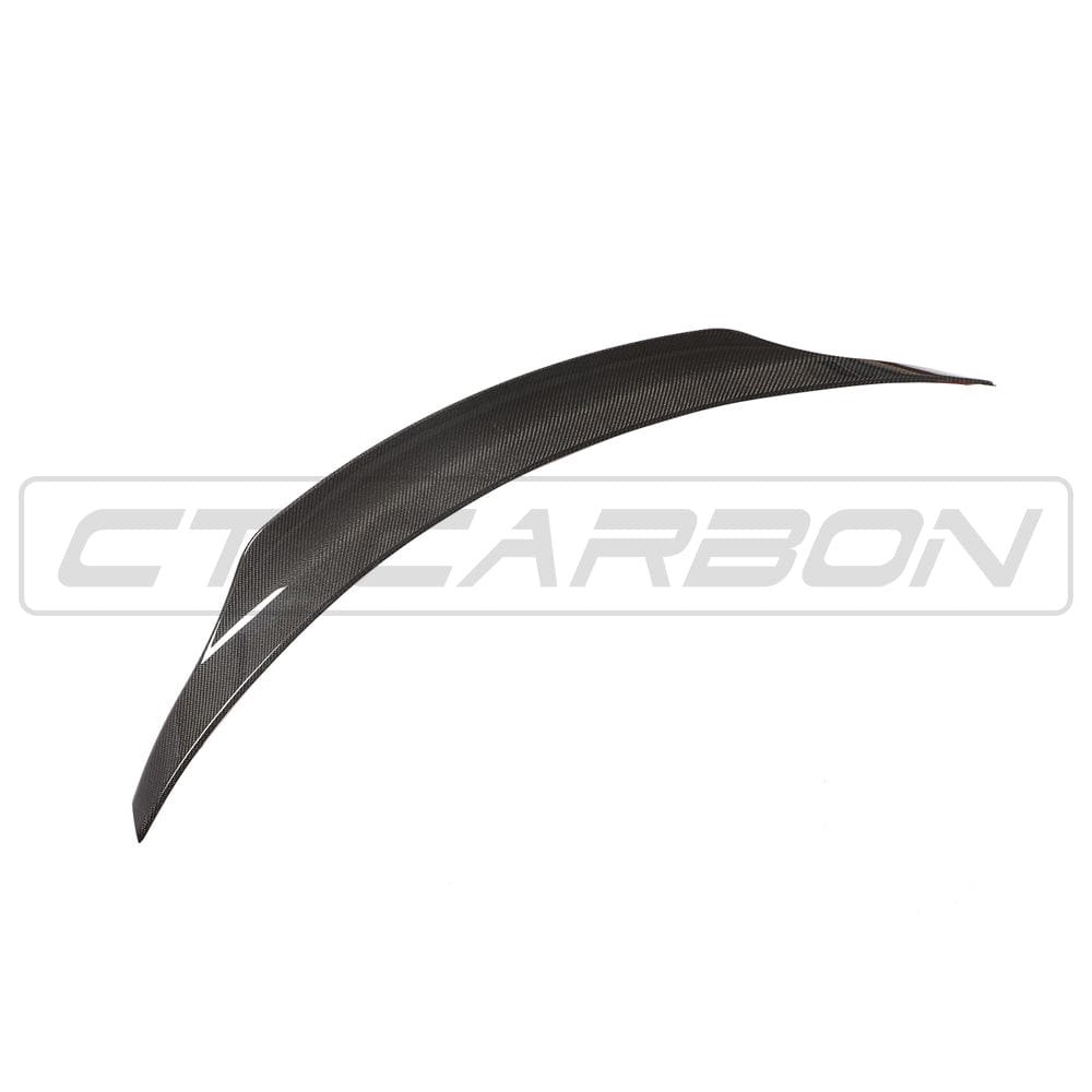 Mercedes C63/C-Class W205 convertible carbon spoiler by CT Carbon, featuring sleek V1 style on a black car.