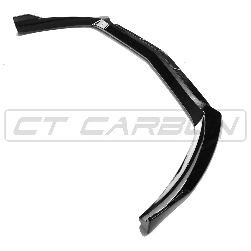 Mercedes CLA-Class AMG-Line C117 2016-2019 CT Carbon gloss black splitter installed on front bumper, showcasing sleek aerodynamic design.