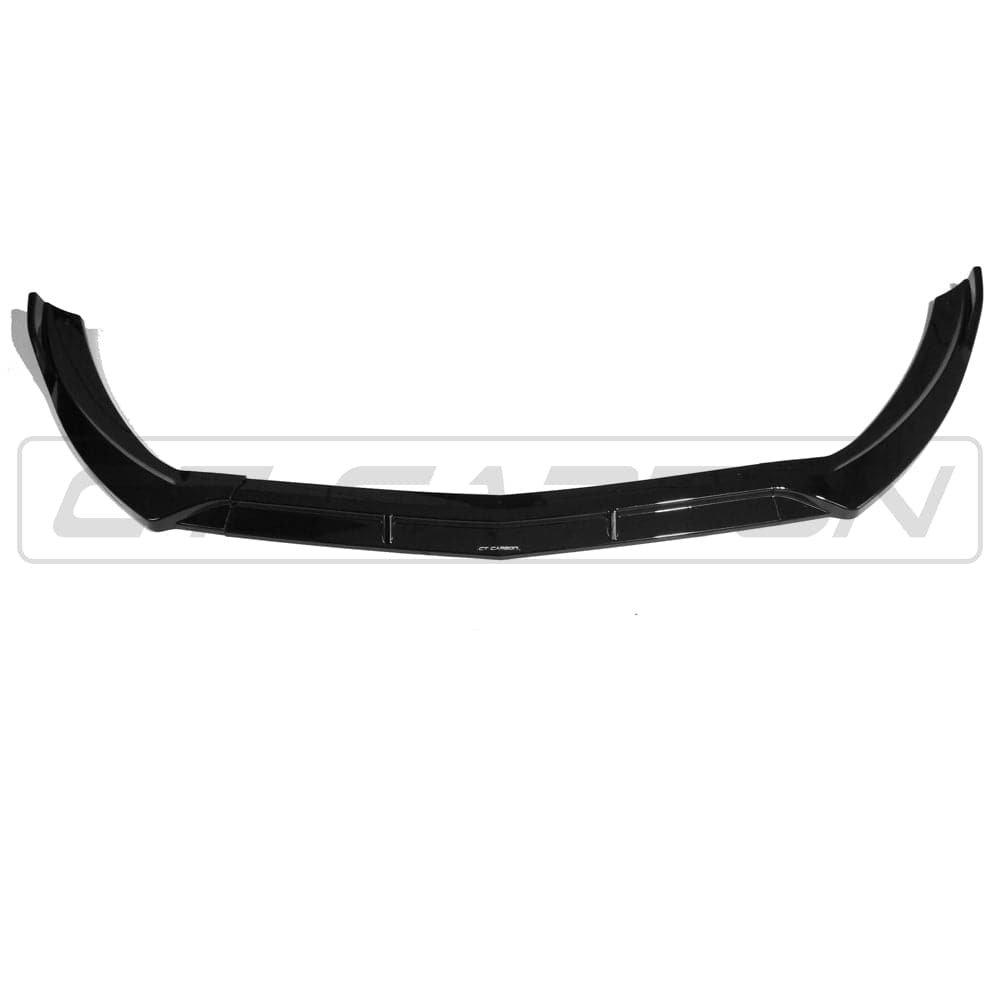 Mercedes CLA-Class AMG-Line C117 2016-2019 CT Carbon gloss black splitter installed on front bumper.