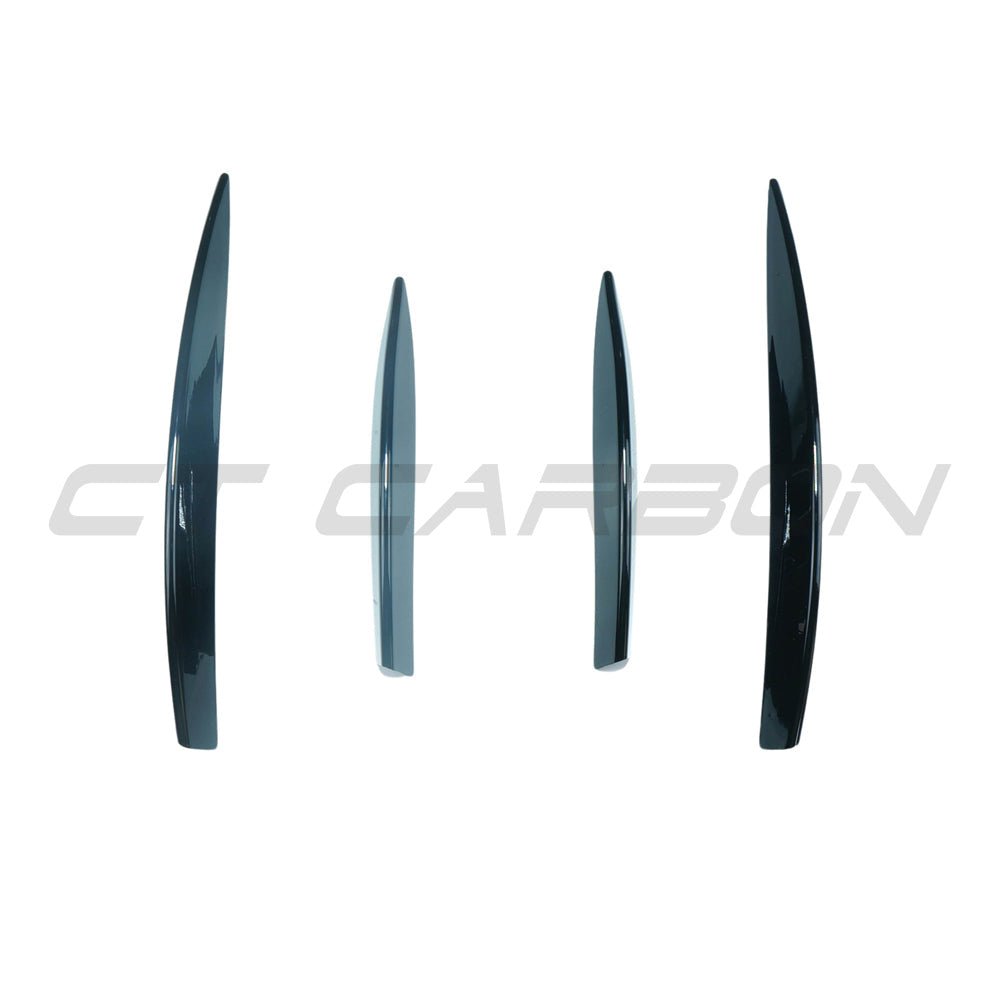Mercedes V177 W177 2023 A-Class gloss black front lower grill trim accessory by CT Carbon, showing close-up of the sleek exterior design.