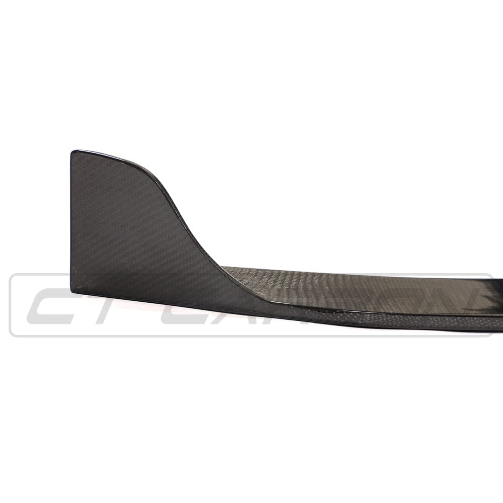 Mercedes W205 C63 coupe and convertible carbon fiber splitter by CT Carbon, showing the sleek V3 design on the front bumper.