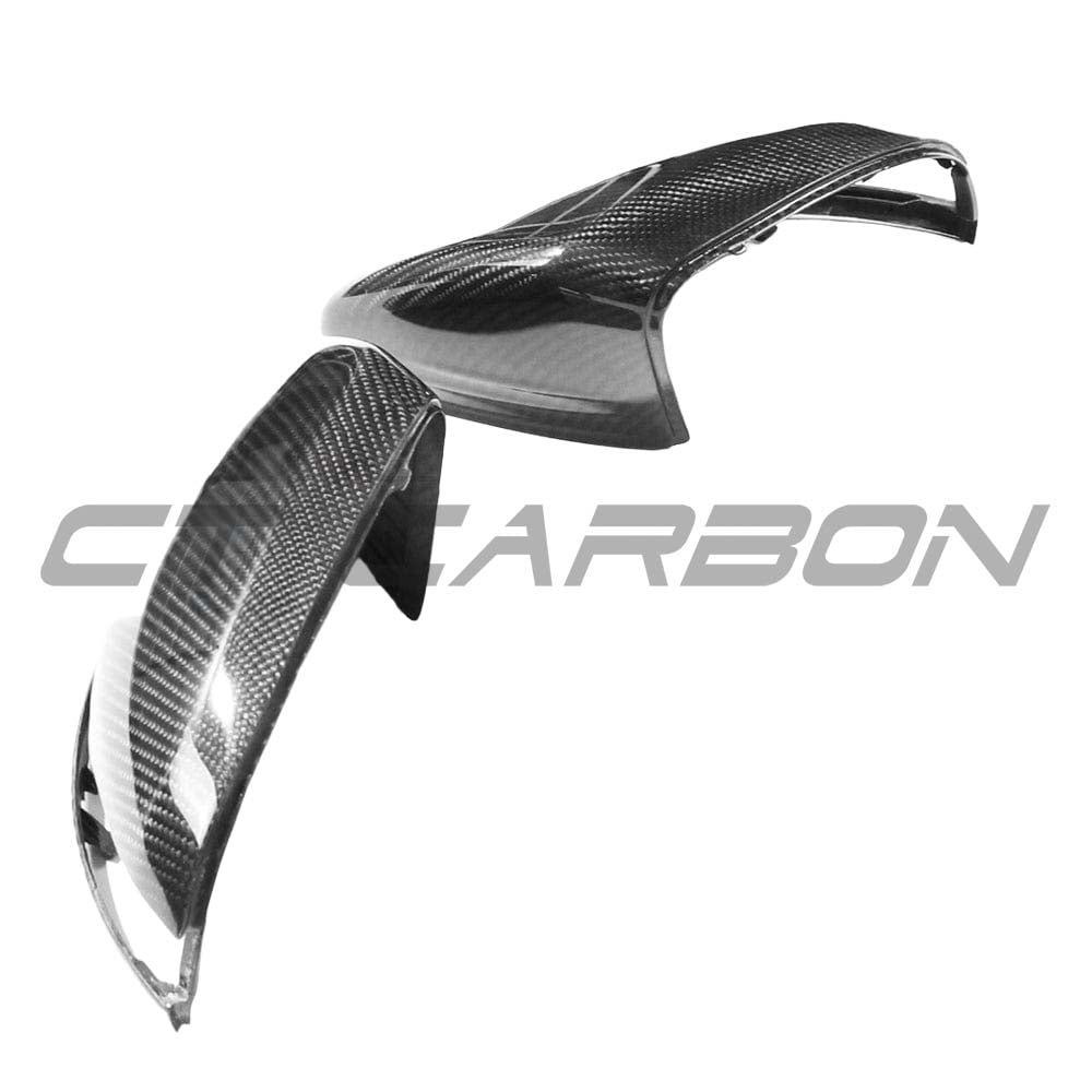 Mercedes W205/W213 carbon fibre mirror covers for right-hand drive, high-quality CT Carbon accessories for stylish car upgrades.