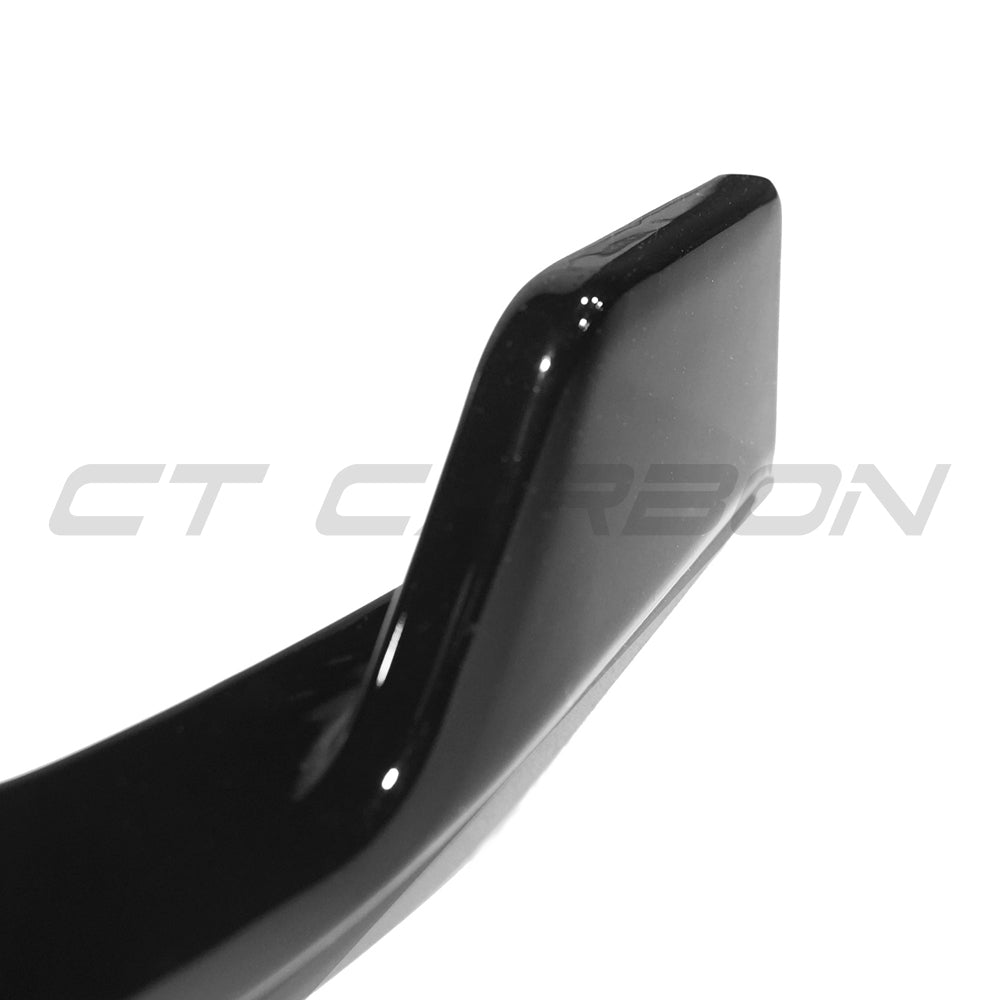 Mercedes W206 2021+ C-Class CT Carbon gloss black 3-piece splitter installed on front bumper, enhancing sporty look.