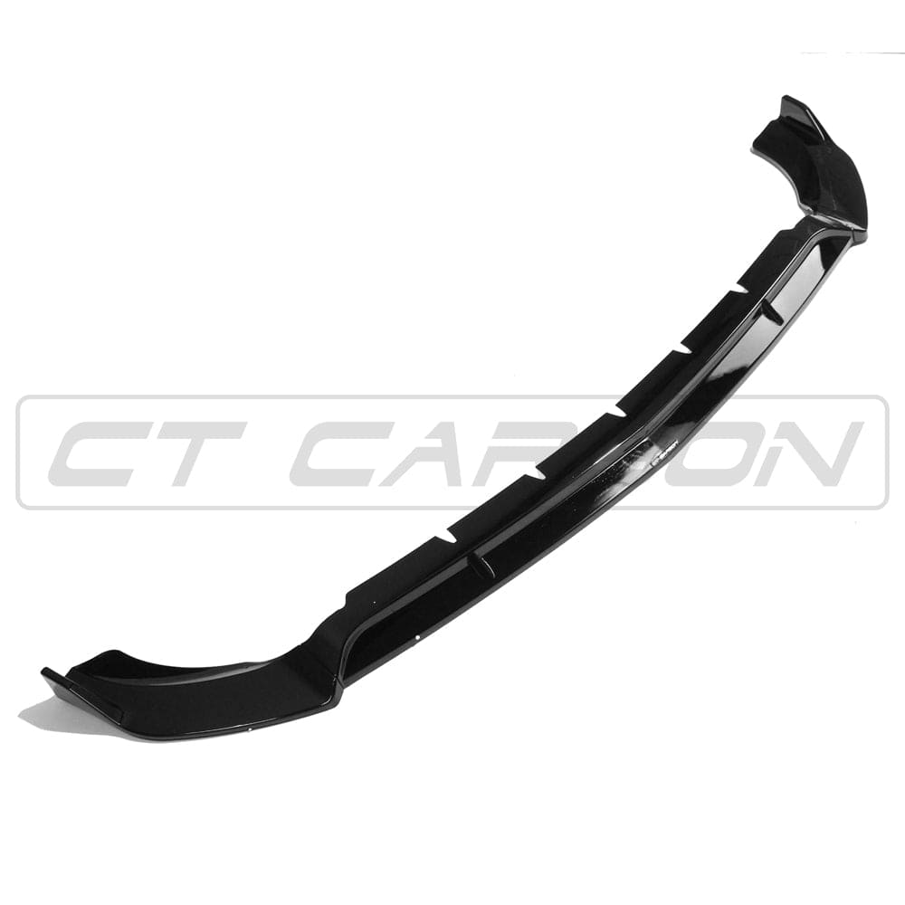 Mercedes W213 and C238 2020+ E-Class CT Carbon gloss black splitter installed on front bumper.