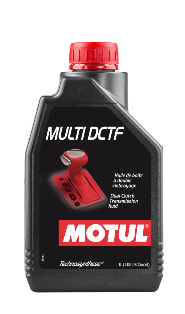 Motul Multi DCTF Technosynthese Gear Oil 1 Litre for gearbox, showing the oil container with brand label and product details.