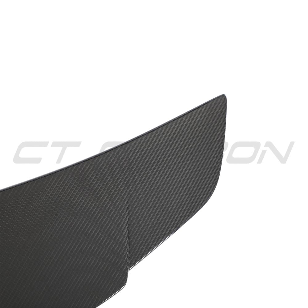 Porsche 911 (992) Turbo S carbon fiber spoiler by CT Design, showcasing sleek, aerodynamic design and high-quality carbon fiber material.