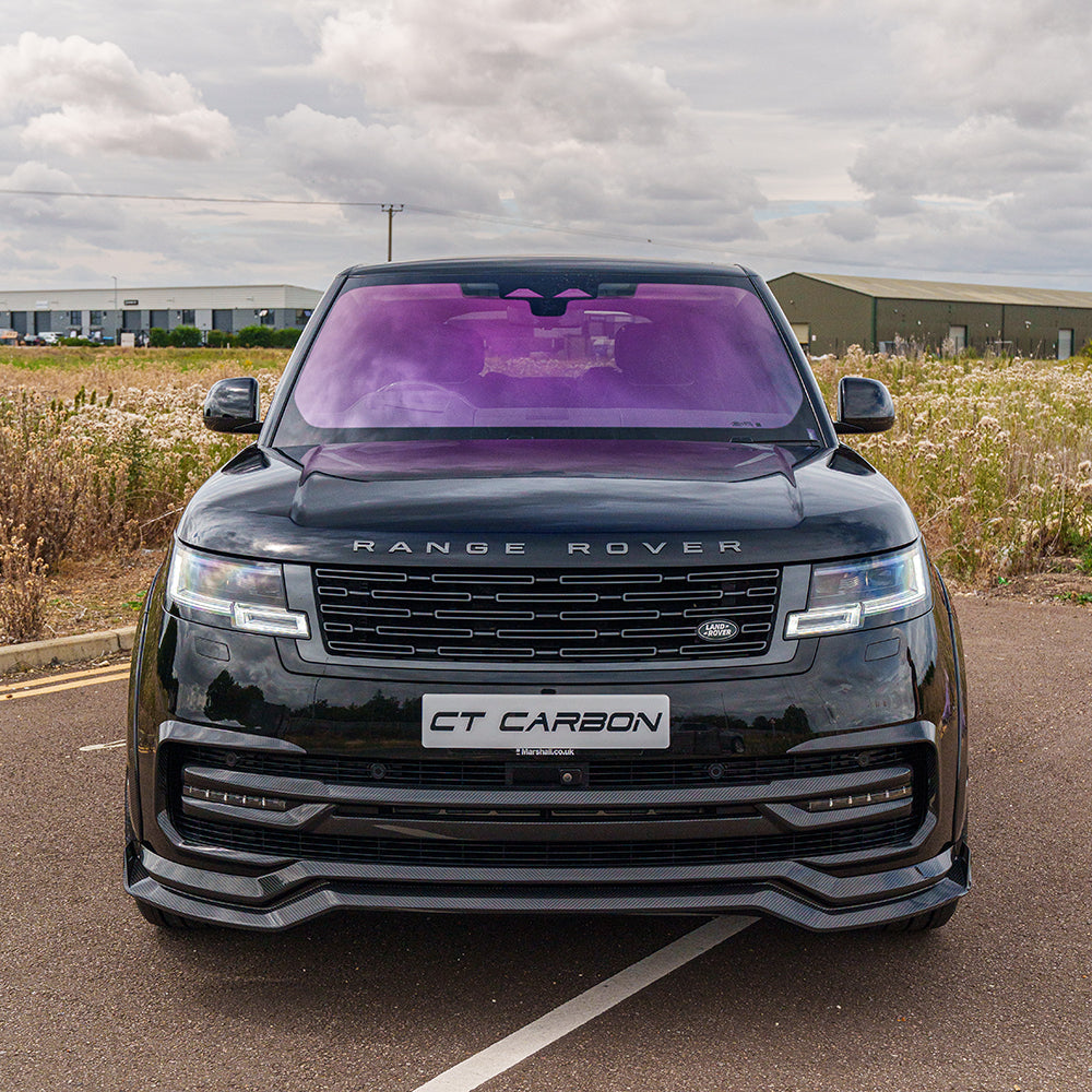 Range Rover L460 (SWB) 2022+ CT Design full carbon fiber kit, showing detailed carbon fiber components on the vehicle.